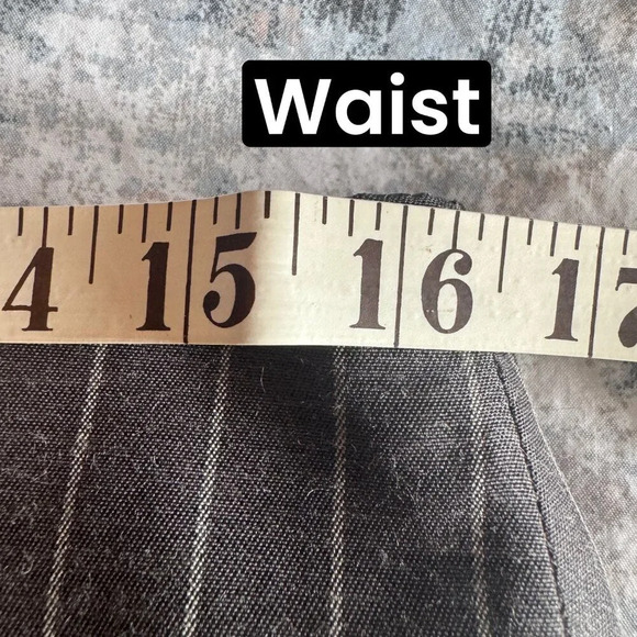 VTG Due Per Due Skirt Size 10 Gray Silk Wool Pinstripe Embroidered Floral Y2K - Picture 9 of 12